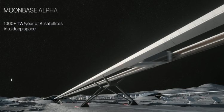 XAI All Hands Shows Lunar Mass Driver Rendering