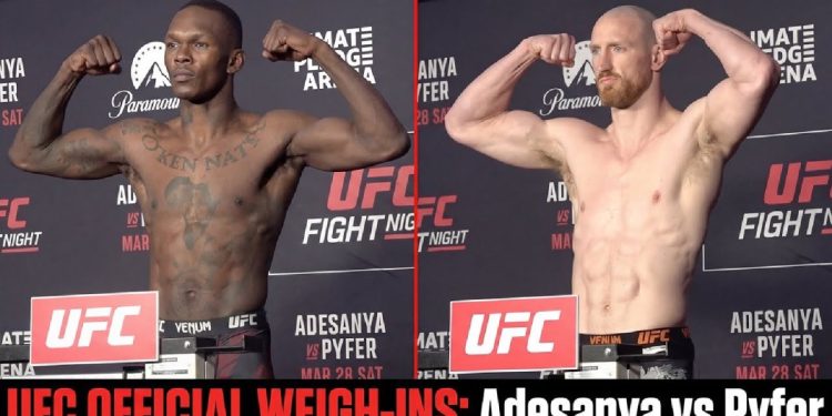 UFC Seattle main event weigh-in video: Israel Adesanya vs. Joe Pyfer