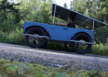 Man builds solar-powered car from e-bikes that can hit 30 mph