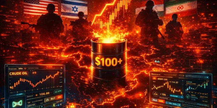 Oil Surges Past $100 As Iran Conflict Shakes Global Markets And Crypto Platforms Track Prices In Real Time