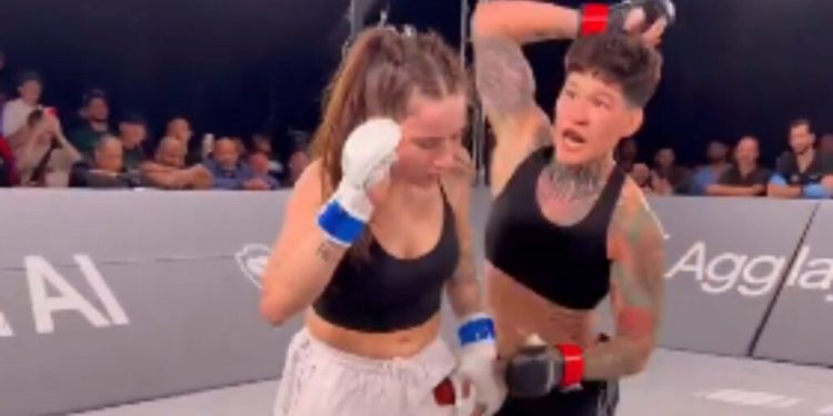 Fans urge UFC to sign the only woman to beat Kayla Harrison after tomahawk elbow KO in Karate Combat
