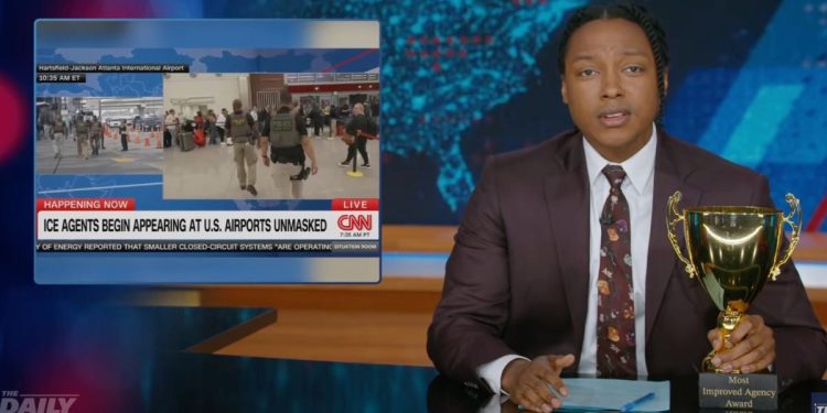 ‘The Daily Show’ Names ICE the ‘Most Improved Agency’ for ‘Doing Nothing’ at Airports Amid Partial Shutdown | Video