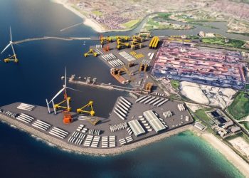 First floating wind turbine assembly port set for Port Talbot