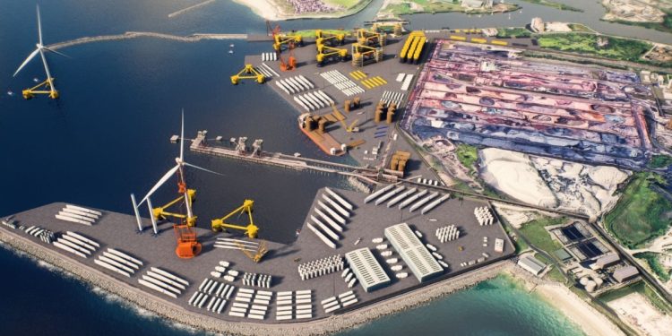 First floating wind turbine assembly port set for Port Talbot