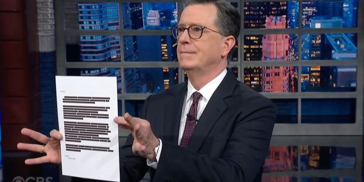 Stephen Colbert’s Redacted Farewell Note to Pam Bondi Mocks Her Epstein Files Drop One Last Time | Video