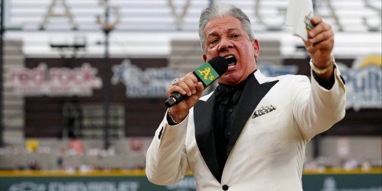 VIDEO | Bruce Buffer announces starting lineups at Las Vegas’ first MLB game