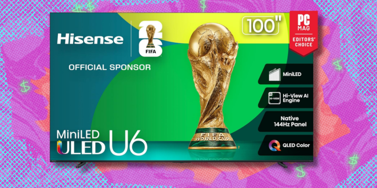 Bring this large and in charge 100-inch Hisense Class U6 Series Mini-LED 4K TV home for its best price yet