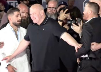 UFC Freedom 250 Press Conference Face-Offs: Topuria shoves Gaethje