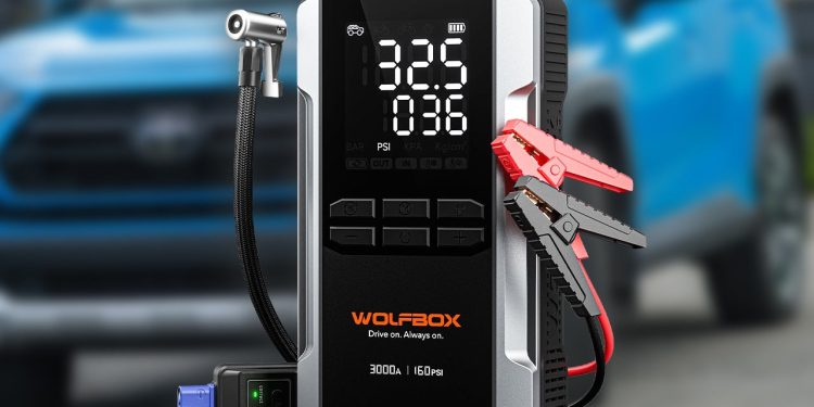Save an Extra 50% Off the Wolfbox MegaVolt16 Air Cordless Car Jump Starter, Tire Inflator, and Power Bank