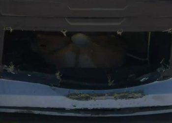 Metal cover comes up and tears through the nose of NASCAR O’Reilly car, stopping race
