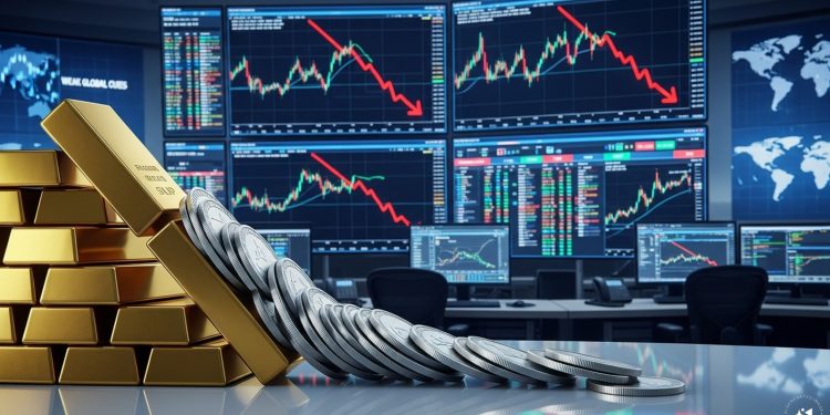 India gold, silver prices slip in futures trade on weak global cues