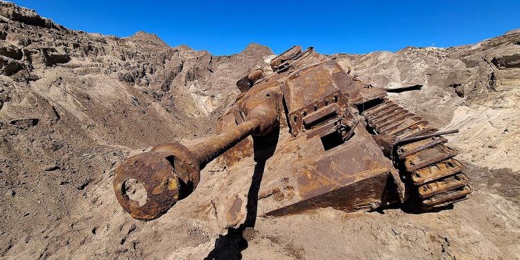 WWII assault tank found buried in sand near the North Sea