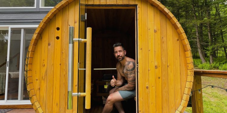 This Barrel Sauna Can Withstand the Elements and Looks Great in Any Backyard