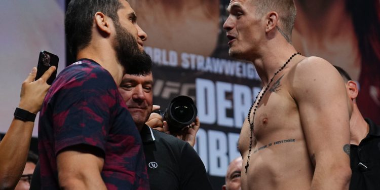 Ian Machado Garry tried to get in Islam Makhachev’s head in final UFC 330 face-off as one angle shows