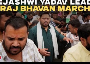 Bihar Police use water cannon at RJD march towards Lok Bhavan in Patna over paper leaks, unemployment | Watch