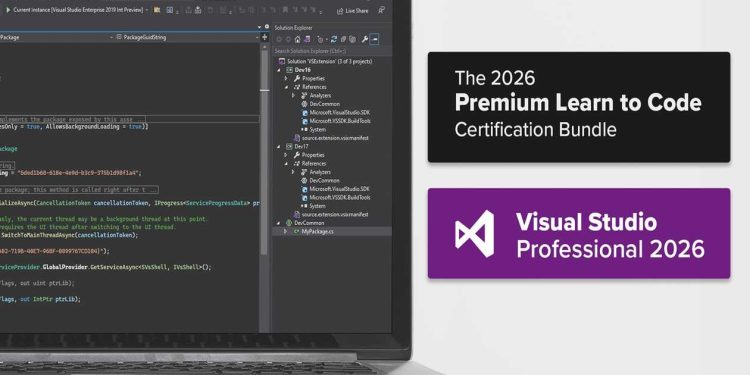 Get Visual Studio 2026 plus courses covering Python, Java, C++, AI, and web development for $35