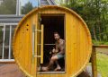 This Barrel Sauna Can Withstand the Elements and Looks Great in Any Backyard