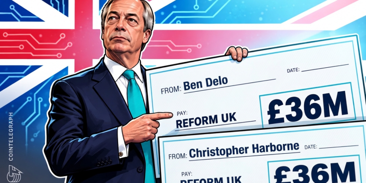 Farage’s Reform UK gets $97M from two crypto billionaires