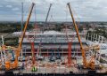 Wrexham AFC stadium truss installed
